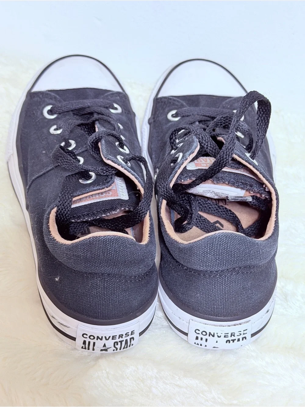 Converse Girl's CTAS Madison OX Black/Rust Pink/White Sneakers - Size 1
